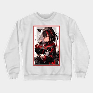 Aesthetic Anime Girl Red White Black | Quality Aesthetic Anime Design | Chibi Manga Anime Art Crewneck Sweatshirt